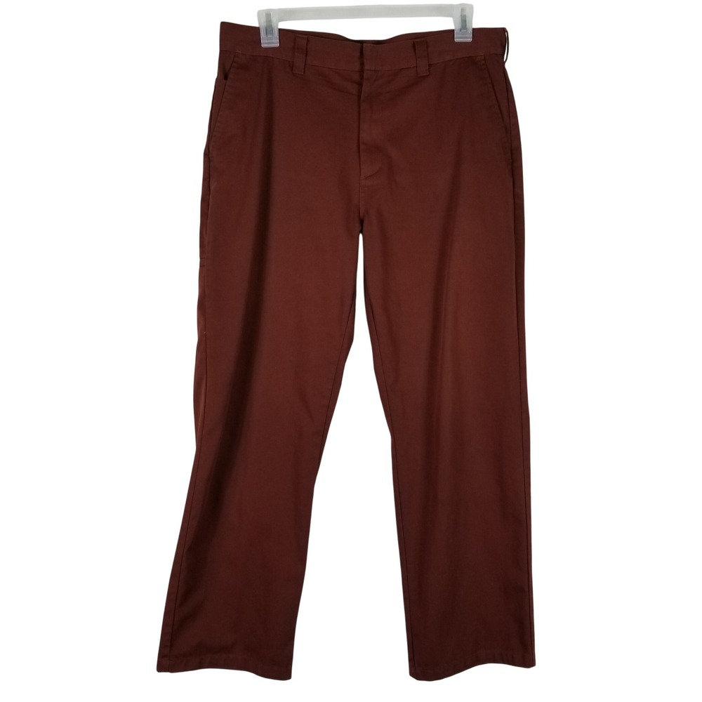 Supreme Work Pants Mens 36 Burgundy Cotton Blend Straight Leg Streetwear Twill